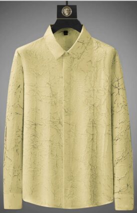 Men's Exclusive Yellow Cotton Fabric Italian Crush Shirt