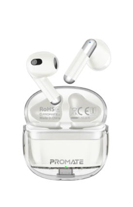 Promate Transpods TWS in Ear Earbuds with Mic,True Wireless Earphones with Bluetooth V5.3,13Mm Dynamic Drivers,26Hr Playback,Intelligent Touch Controls,350Mah Battery Capacity&50 Hrs Standby