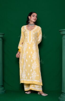 Modal  Solid Women's 2PC Long Kurta Set - Yellow