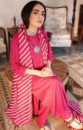 Magenta Kurta Set for Women with Straight Pants & Dupatta