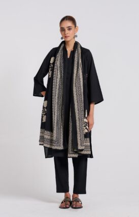Classic Black Bagh Printed Pure Cotton Kurta Set with Dupatta
