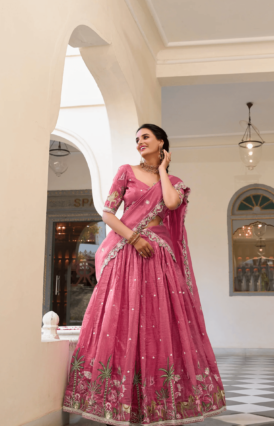 Tilton Gold Crush Embroidered Lehenga Choli With Dupatta