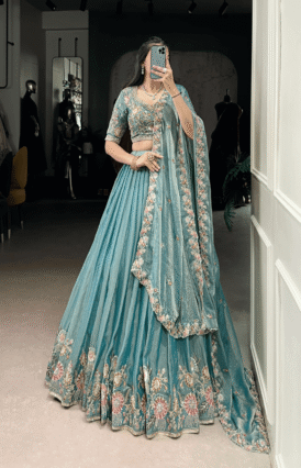 Tilton Festive Special Zari Shimmer Thread Embroidered Lehenga Choli With Dupatta