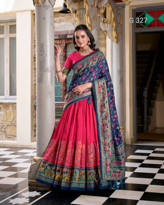 Beautiful_Tasar_Silk_Lehenga_with_Foil_and_Gotta_Patti