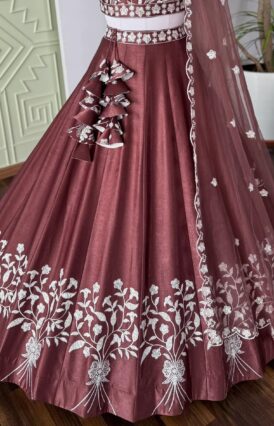 Brown color Designer Sequence Embroidery work Lehenga choli