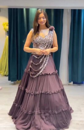 Ready To Wear Chinon Silk Lehenga Choli With Embroidery Koding Jari Work